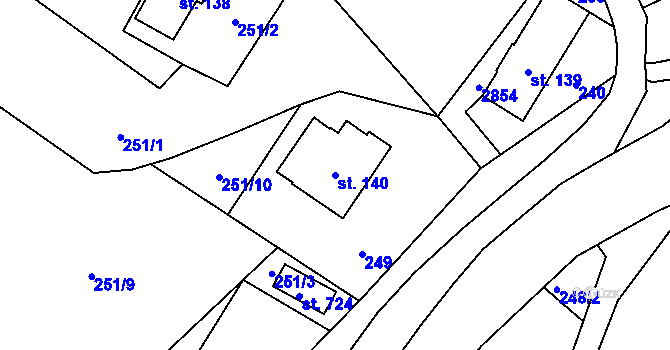 Parcela st. 140 v KÚ Rudník, Katastrální mapa