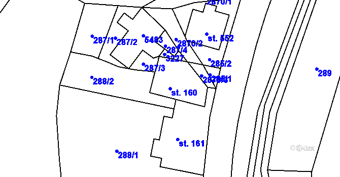 Parcela st. 160 v KÚ Rudník, Katastrální mapa