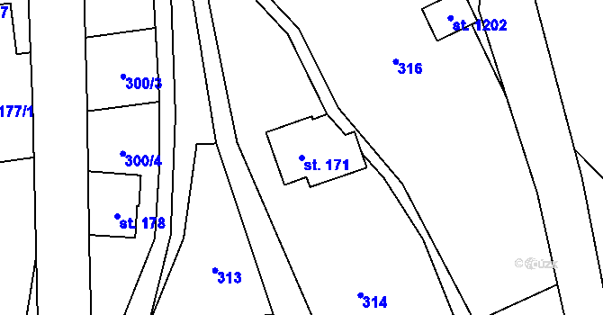 Parcela st. 171 v KÚ Rudník, Katastrální mapa