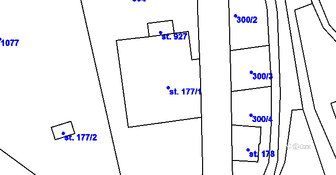 Parcela st. 177/1 v KÚ Rudník, Katastrální mapa