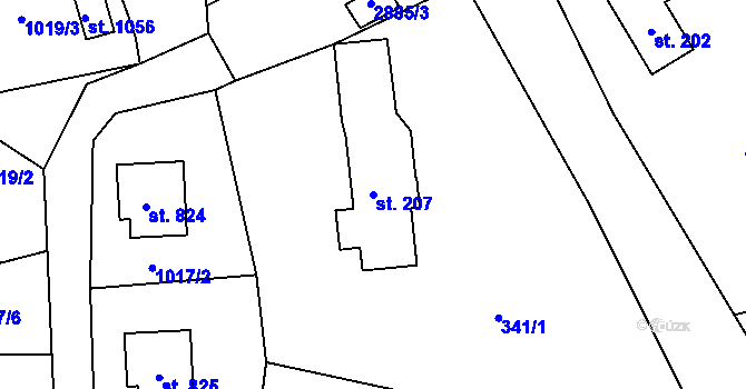 Parcela st. 207 v KÚ Rudník, Katastrální mapa