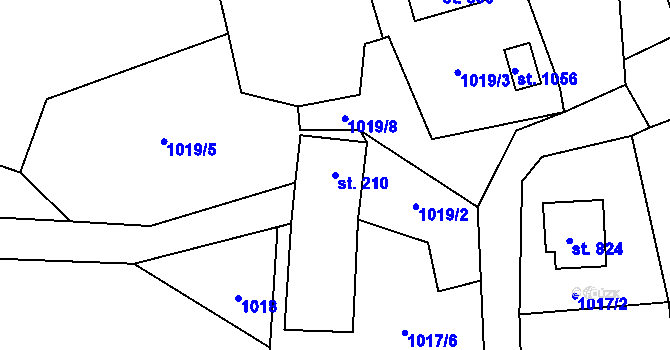 Parcela st. 210 v KÚ Rudník, Katastrální mapa