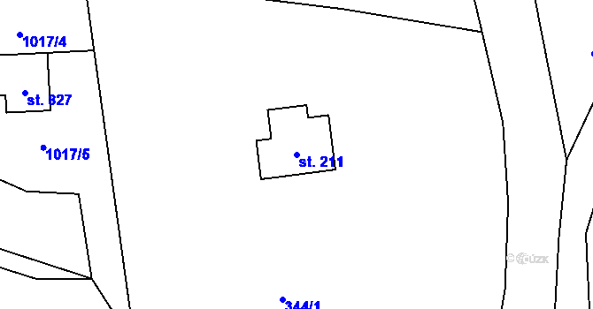 Parcela st. 211 v KÚ Rudník, Katastrální mapa