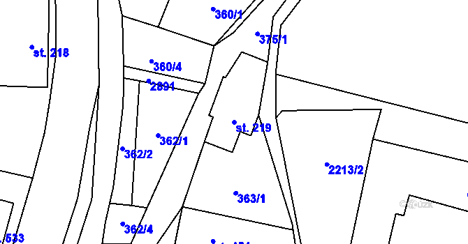 Parcela st. 219 v KÚ Rudník, Katastrální mapa