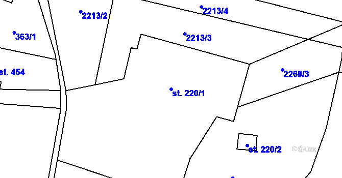 Parcela st. 220/1 v KÚ Rudník, Katastrální mapa