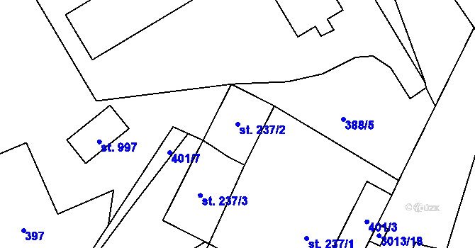 Parcela st. 237/2 v KÚ Rudník, Katastrální mapa