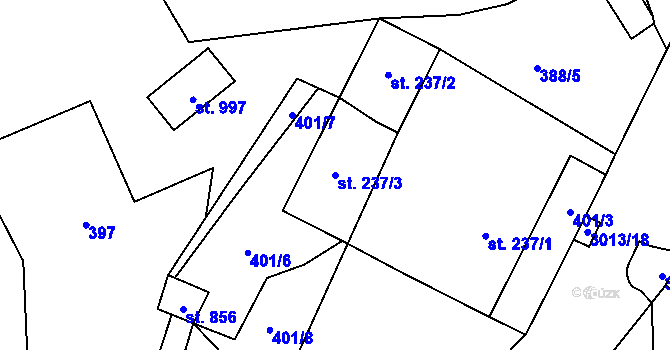 Parcela st. 237/3 v KÚ Rudník, Katastrální mapa