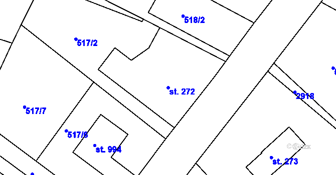 Parcela st. 272 v KÚ Rudník, Katastrální mapa