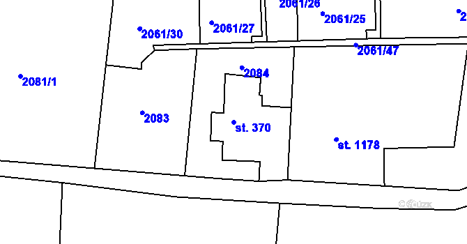 Parcela st. 370 v KÚ Rudník, Katastrální mapa
