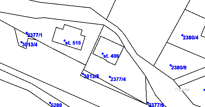 Parcela st. 406 v KÚ Rudník, Katastrální mapa