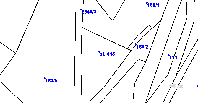Parcela st. 415 v KÚ Rudník, Katastrální mapa