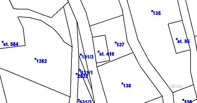 Parcela st. 416 v KÚ Rudník, Katastrální mapa
