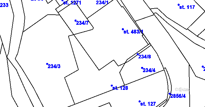 Parcela st. 483/2 v KÚ Rudník, Katastrální mapa