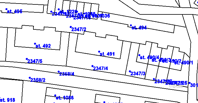 Parcela st. 491 v KÚ Rudník, Katastrální mapa