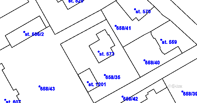 Parcela st. 573 v KÚ Rudník, Katastrální mapa