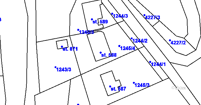 Parcela st. 588 v KÚ Rudník, Katastrální mapa