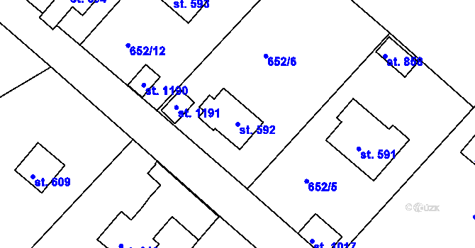 Parcela st. 592 v KÚ Rudník, Katastrální mapa