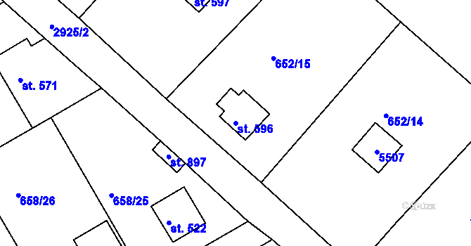 Parcela st. 596 v KÚ Rudník, Katastrální mapa