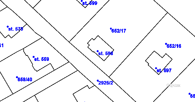Parcela st. 598 v KÚ Rudník, Katastrální mapa