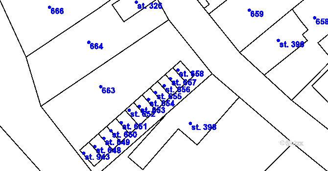 Parcela st. 656 v KÚ Rudník, Katastrální mapa