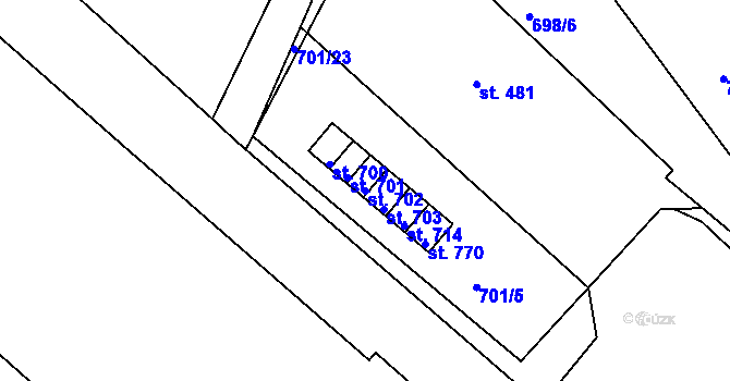 Parcela st. 702 v KÚ Rudník, Katastrální mapa