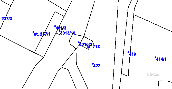 Parcela st. 718 v KÚ Rudník, Katastrální mapa