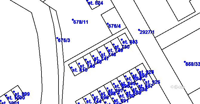 Parcela st. 748 v KÚ Rudník, Katastrální mapa