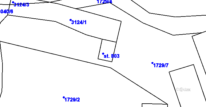 Parcela st. 803 v KÚ Rudník, Katastrální mapa