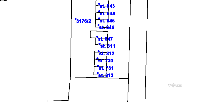 Parcela st. 812 v KÚ Rudník, Katastrální mapa