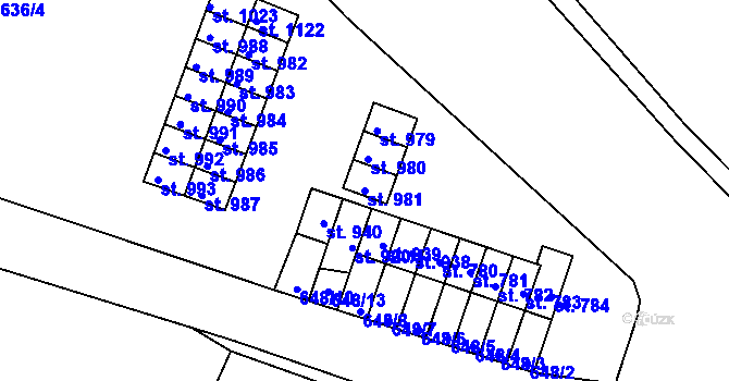 Parcela st. 981 v KÚ Rudník, Katastrální mapa