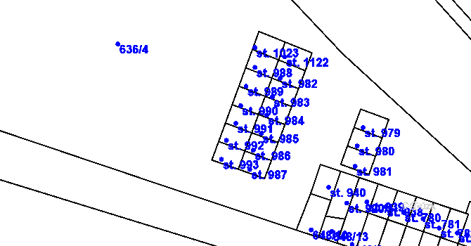 Parcela st. 991 v KÚ Rudník, Katastrální mapa