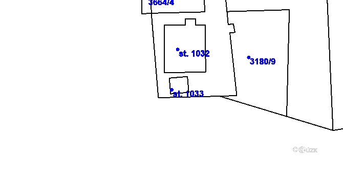 Parcela st. 1033 v KÚ Rudník, Katastrální mapa