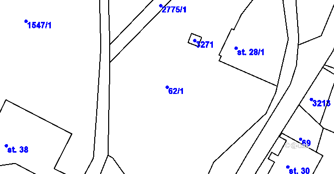 Parcela st. 62/1 v KÚ Rudník, Katastrální mapa