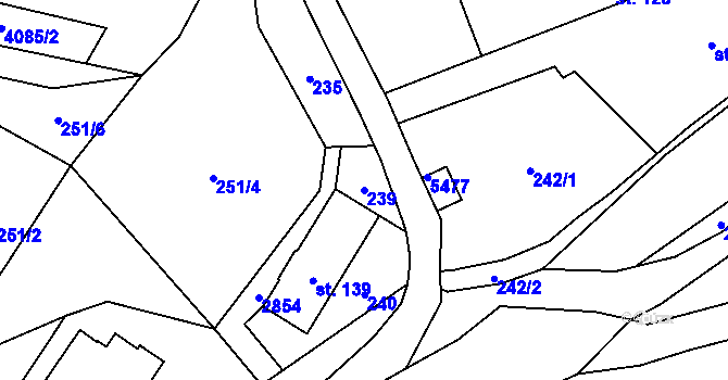Parcela st. 239 v KÚ Rudník, Katastrální mapa