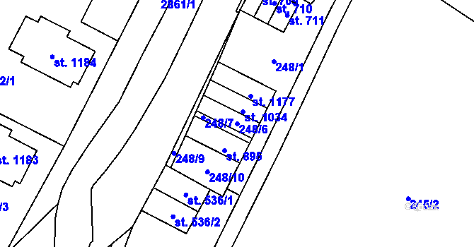 Parcela st. 248/6 v KÚ Rudník, Katastrální mapa