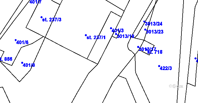 Parcela st. 401/2 v KÚ Rudník, Katastrální mapa