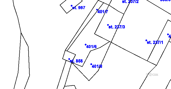 Parcela st. 401/6 v KÚ Rudník, Katastrální mapa