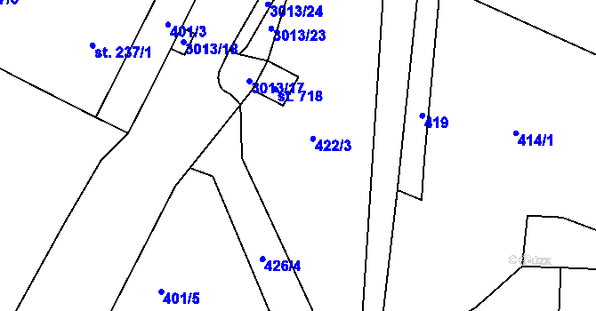 Parcela st. 422 v KÚ Rudník, Katastrální mapa