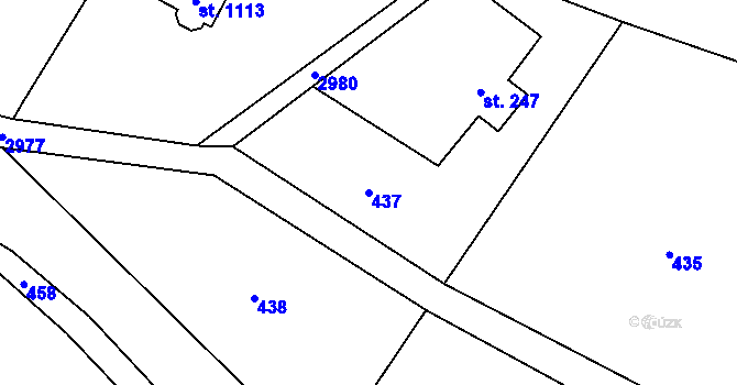 Parcela st. 437 v KÚ Rudník, Katastrální mapa