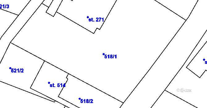 Parcela st. 518/1 v KÚ Rudník, Katastrální mapa