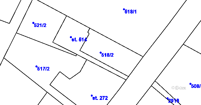Parcela st. 518/2 v KÚ Rudník, Katastrální mapa
