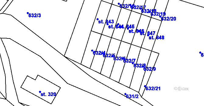 Parcela st. 632/5 v KÚ Rudník, Katastrální mapa