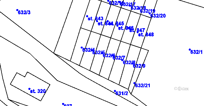 Parcela st. 632/6 v KÚ Rudník, Katastrální mapa