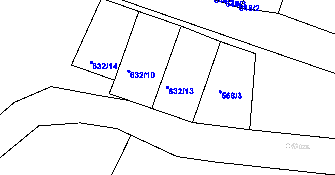 Parcela st. 632/13 v KÚ Rudník, Katastrální mapa