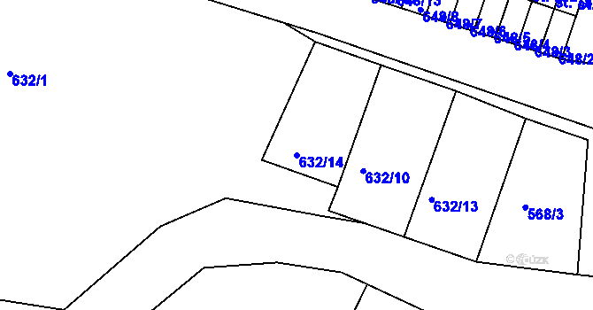 Parcela st. 632/14 v KÚ Rudník, Katastrální mapa
