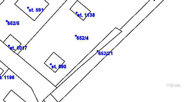 Parcela st. 652/21 v KÚ Rudník, Katastrální mapa