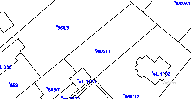 Parcela st. 658/11 v KÚ Rudník, Katastrální mapa