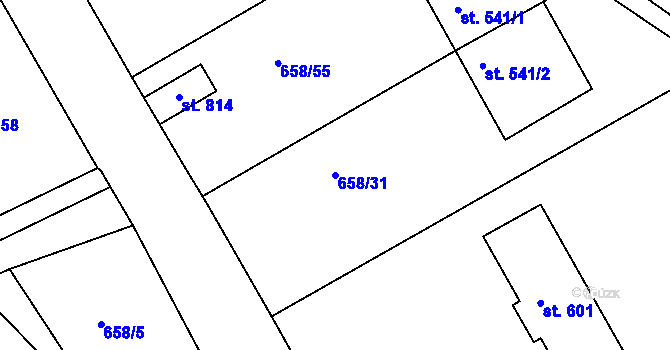 Parcela st. 658/31 v KÚ Rudník, Katastrální mapa