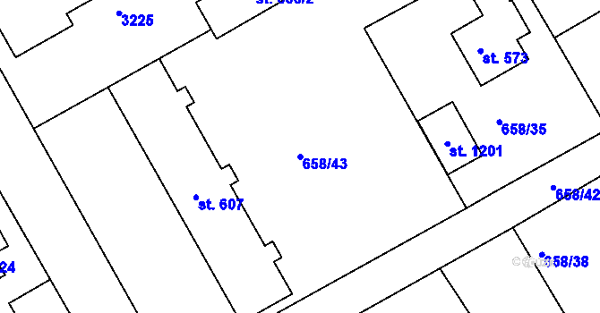 Parcela st. 658/43 v KÚ Rudník, Katastrální mapa