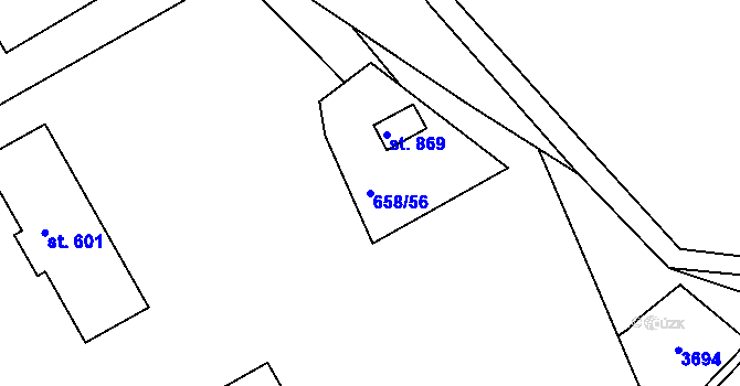 Parcela st. 658/56 v KÚ Rudník, Katastrální mapa